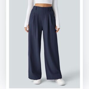 Halara Flex™ High Waisted Wide Leg Waffle Work Pants Pull On Medium Regular Navy